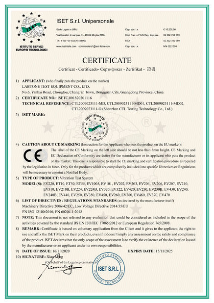 China Labtone Test Equipment Co., Ltd Zertifizierungen